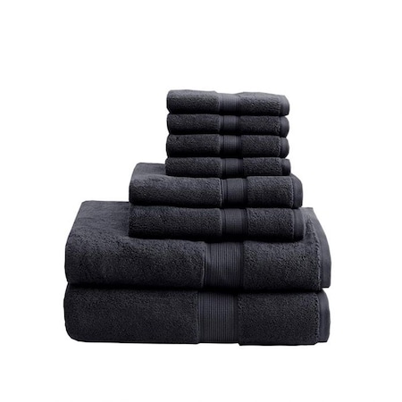 Madison Park Cotton Towel Set - Black, 8-Piece Set MPS73-320